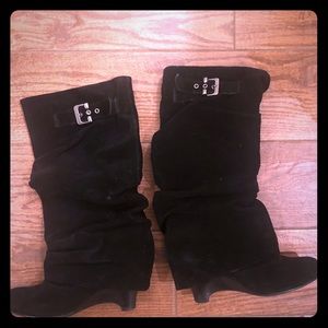 Black suede boots size 8